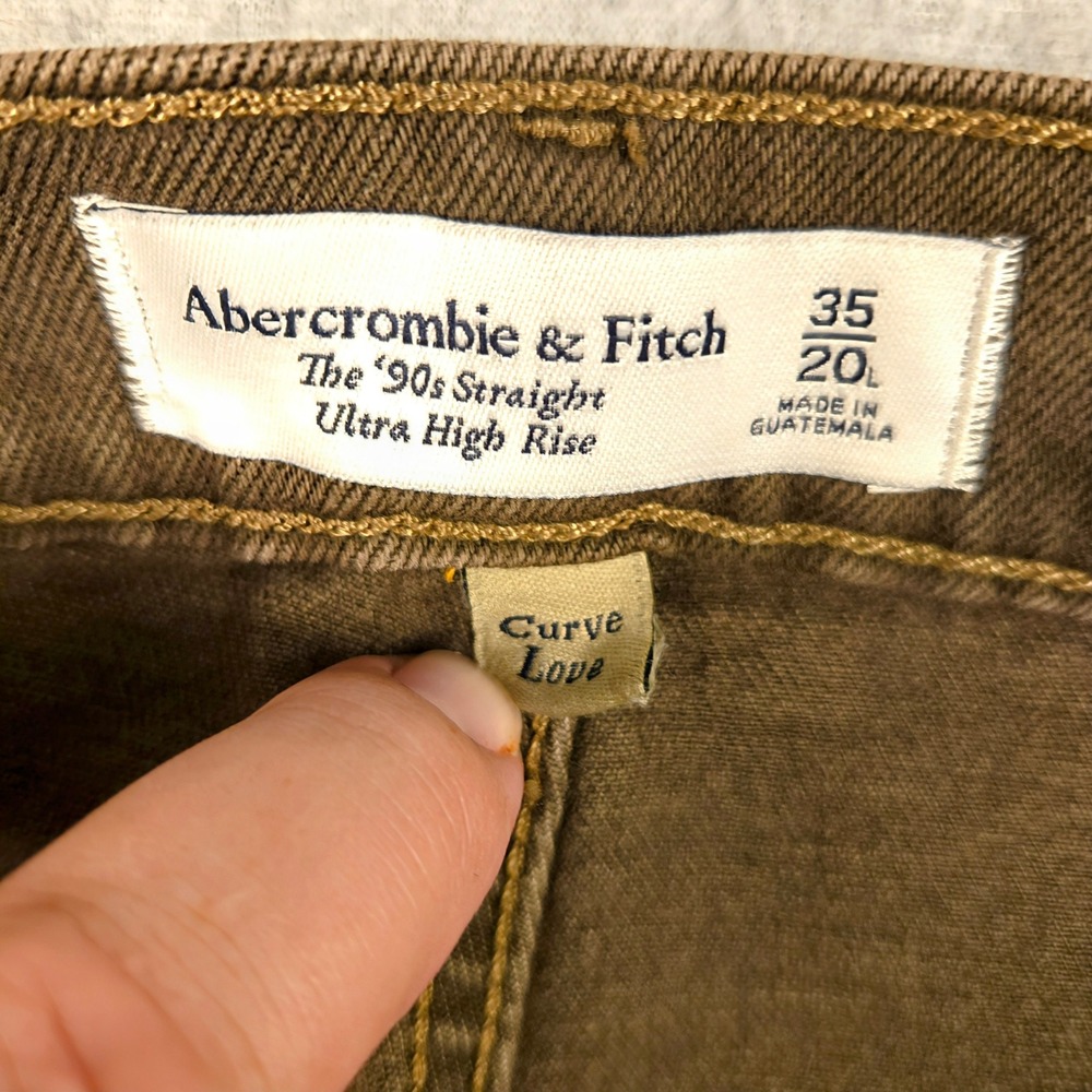 Abercrombie & Fitch 90s Straight Ultra High Rise Curve Love Brown Jeans 35 20L - Picture 4 of 10
